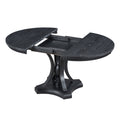 Retro 5 Piece Dining Set Extendable Round Table And 4 Chairs For Kitchen Dining Room Black Oak Black Mdf