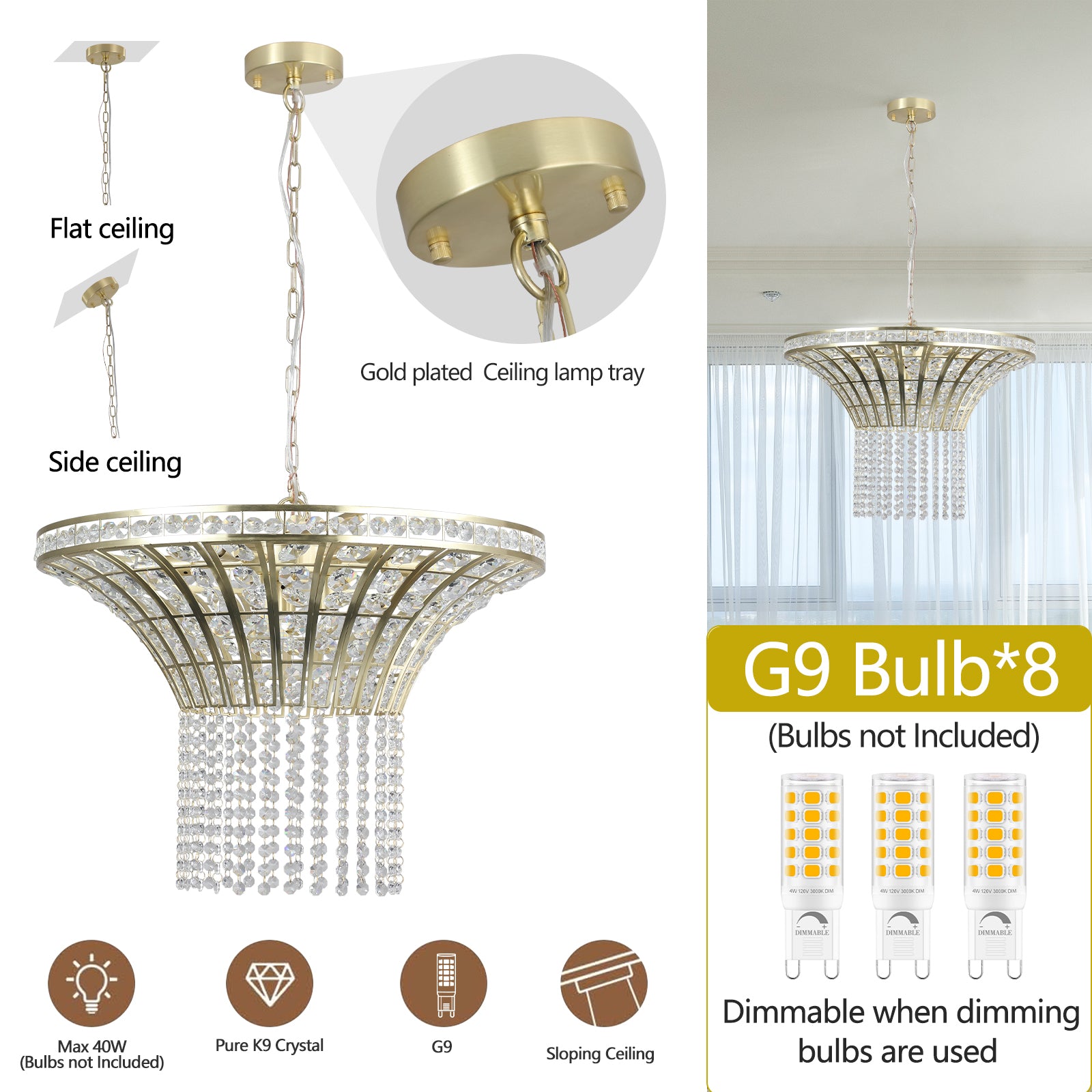 Same As W1340120181 L5021 8 Light 23.6" Wide Crystal Waterfall Chandelier Bulb Not Included Transparent Modern Crystal