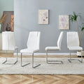 Modern Dining Chairs With Faux Leather Padded Seat Dining Living Room Chairs Upholstered Chair With Metal Legs Design For Kitchen, Living, Bedroom, Dining Room Side Chairs Set Of 8 White Pu C 001 White Foam Pu