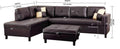 3 Pc Sectional Sofa Set, Brown Faux Leather Left Facing Chaise With Free Storage Ottoman Brown Leather