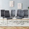 Modern Dining Chairs With Faux Leather Padded Seat Dining Living Room Chairs Upholstered Chair With Metal Legs Design For Kitchen, Living, Bedroom, Dining Room Side Chairs Set Of 6 Grey Pu C 001 Grey Foam Pu