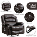 Massage Swivel Rocker Recliner Chair With Vibration Massage And Heat Ergonomic Lounge Chair For Living Room With Rocking Function And Side Pocket2 Cup Holders Usb Charge Port ,Brown Brown Primary Living Space Soft Heavy Duty Cotton Pu Leather