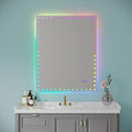 40 32 Inch Led Bathroom Mirror With Lights Backlit Rgb Color Changing Lighted Mirror For Bathroom Wall Dimmable Anti Fog Memory Rectangular Vanity Mirror Rgb Multicolor Backlit Front Lighted White Aluminium