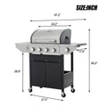 Propane Grill 4 Burner Barbecue Grill Stainless Steel Gas Grill With Side Burner, 46,500 Btu Outdoor Cooking, Patio, Garden Barbecue Grill, Black And Silver Silver Stainless Steel