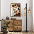 3 Lights Boho Floor Lamp With Stepless Dimmer Brown Table&Floor Lamps Rattan