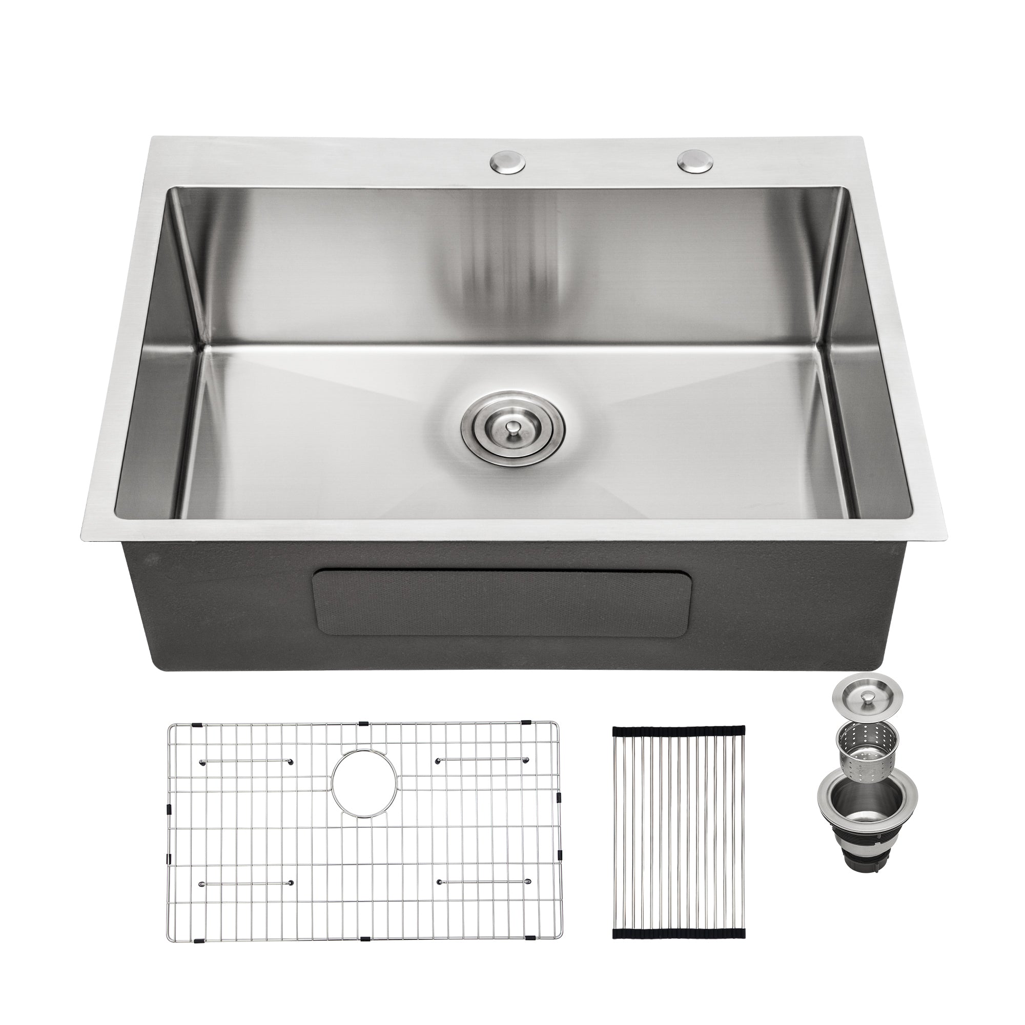 28X22X10 Inch Kitchen Sink Drop In 16 Gauge Stainless Steel 28" Single Bowl Topmount Kitchen Sink Basin Brushed Nickel Stainless Steel