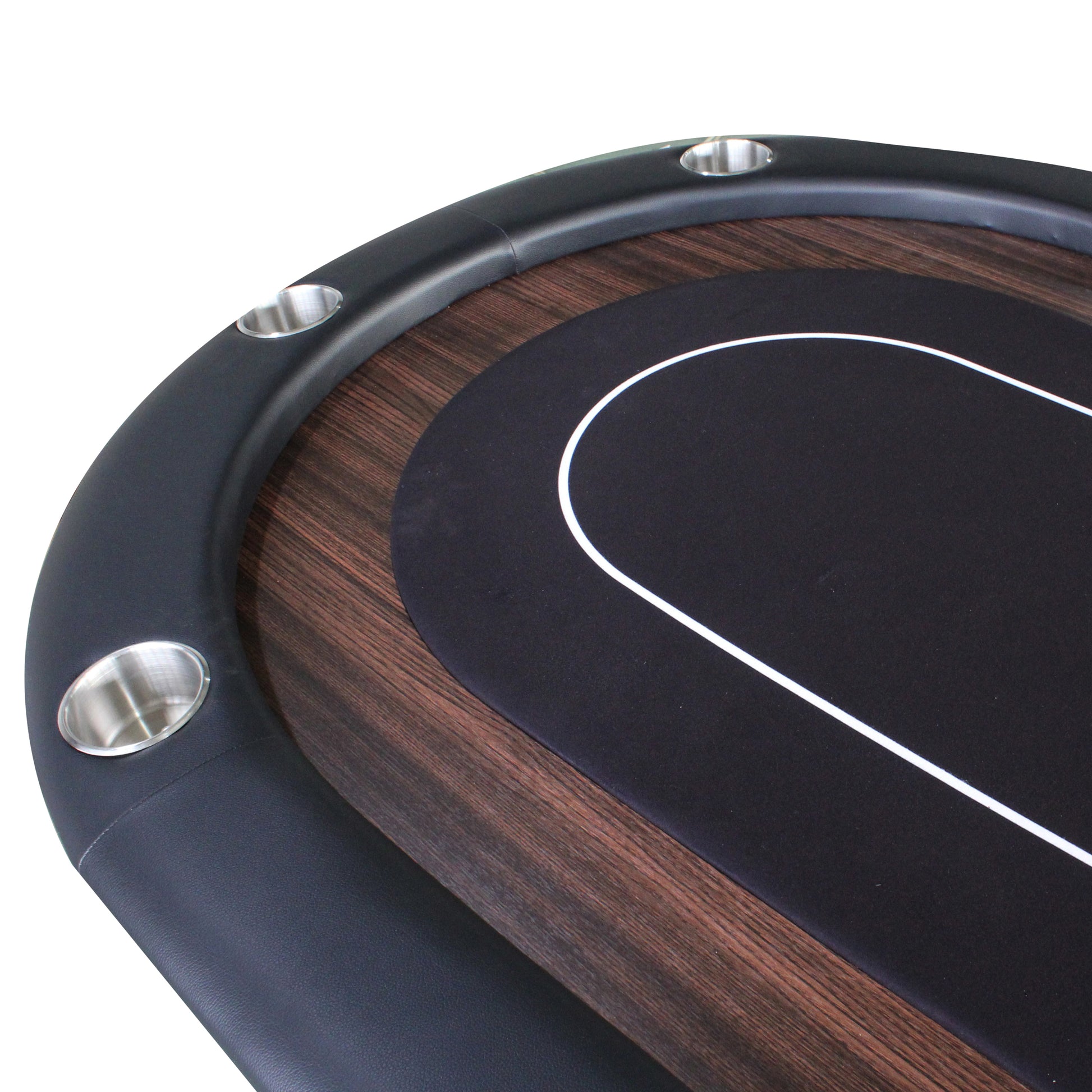 96" Premium Oval Speed Cloth Texas Hold'Em Casino Game Poker Table With Chip Tray Black Wood