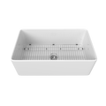33 Inch Fireclay Farmhouse Kitchen Sink White Single Bowl Apron Front Kitchen Sink, Bottom Grid And Kitchen Sink Drain Included Natural Kitchen Modern Fireclay