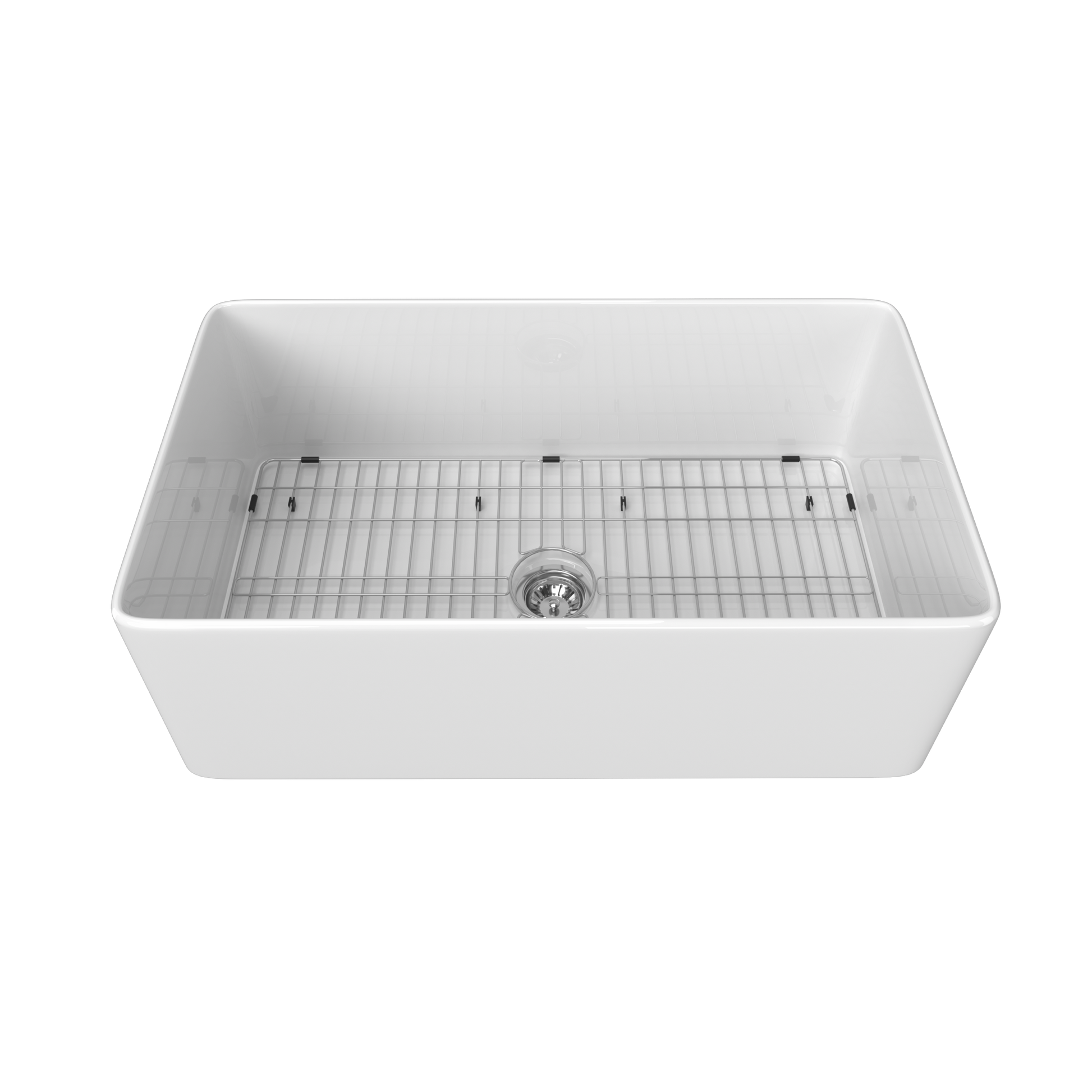 33 Inch Fireclay Farmhouse Kitchen Sink White Single Bowl Apron Front Kitchen Sink, Bottom Grid And Kitchen Sink Drain Included Natural Kitchen Modern Fireclay