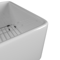 33 Inch Fireclay Farmhouse Kitchen Sink White Single Bowl Apron Front Kitchen Sink, Bottom Grid And Kitchen Sink Drain Included Natural Kitchen Modern Fireclay