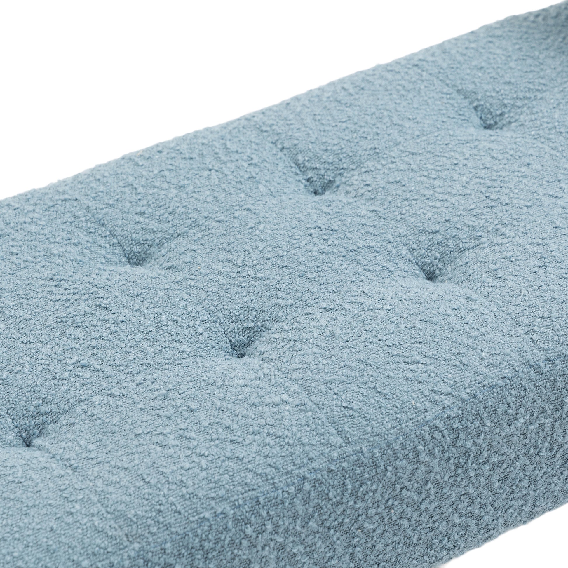 Coolmore Modern Ottoman Bench, Bed Stool Made Of Loop Gauze, End Bed Bench, Footrest For Bedroom, Living Room, End Of Bed, Hallway Light Blue Boucle