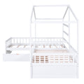 Twin Size House Platform Bed With Three Storage Drawers,White Box Spring Not Required Twin White Wood Bedroom Pine