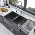 Gunmetal Black Double Bowl 50 50 Farmhouse Sink 36