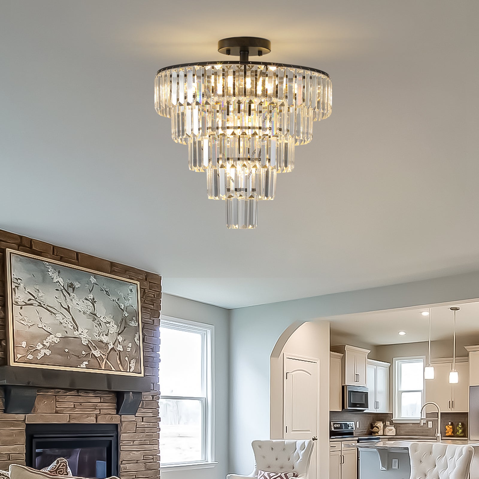 Same As W1340110374 L5011 Black Large Crystal Chandelier, Modern Style Chandelier, Dining Room, Living Room, Bedroom Bulbs Not Included Black Luxury Crystal