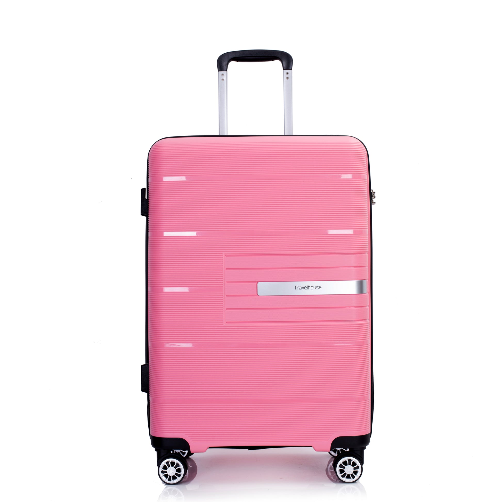 Hardshell Suitcase Double Spinner Wheels Pp Luggage Sets Lightweight Durable Suitcase With Tsa Lock,3 Piece Set 20 24 28 Pink Pink Polypropylene