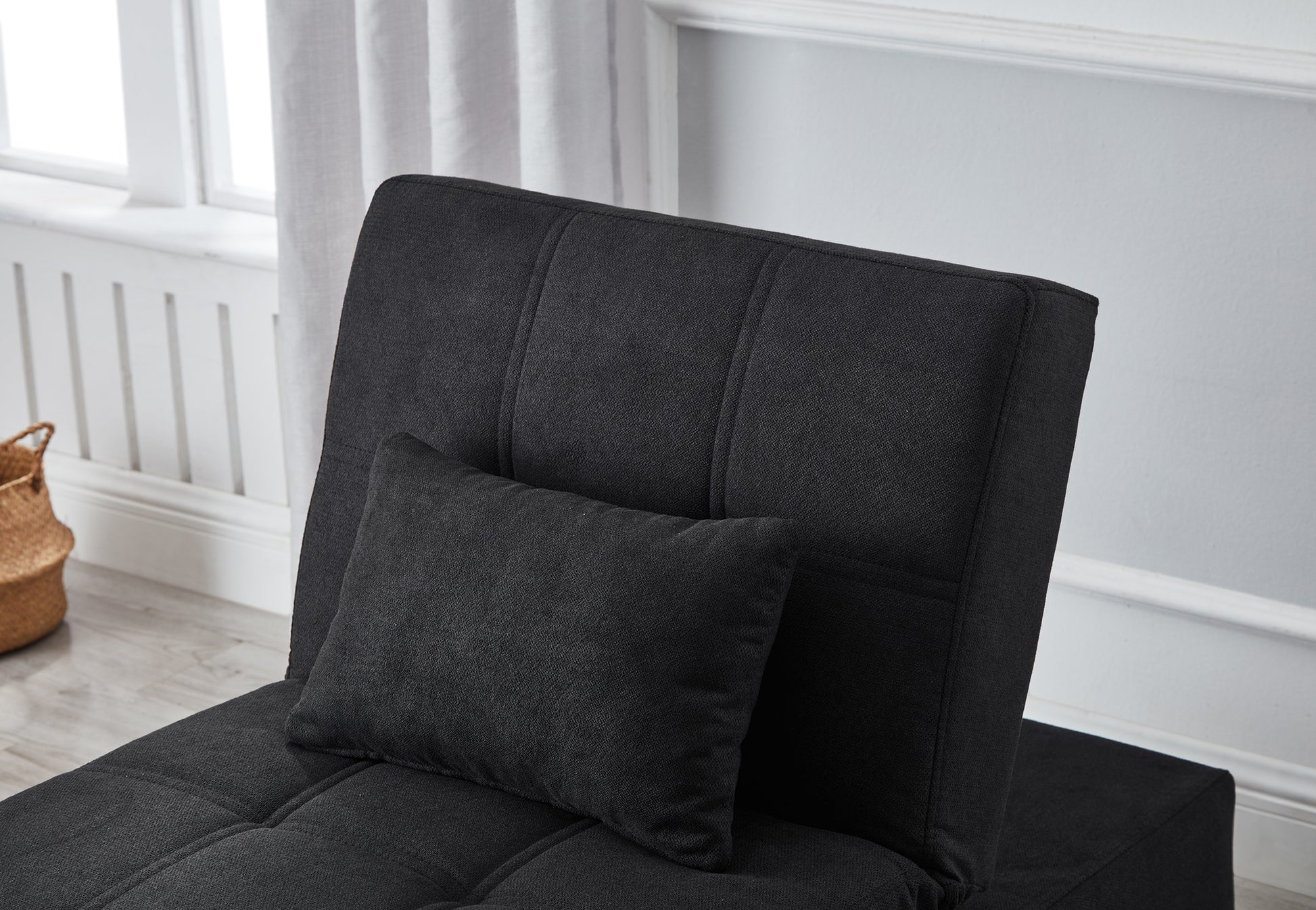 Living Room Bed Room Furniture With Black Linen Fabric Recliner Chair Bed Black Foam Fabric