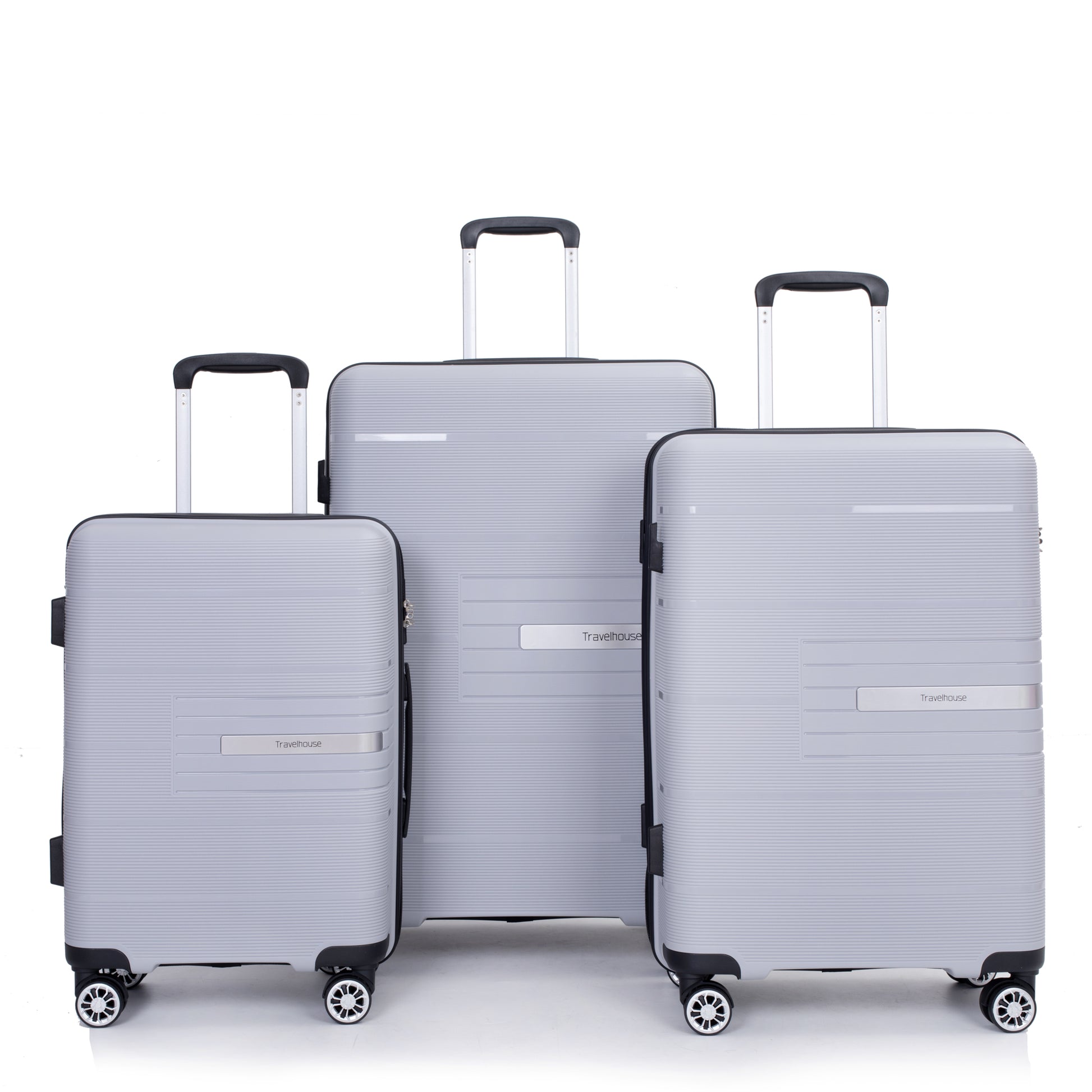 Hardshell Suitcase Double Spinner Wheels Pp Luggage Sets Lightweight Durable Suitcase With Tsa Lock,3 Piece Set 20 24 28 Silver Silver Polypropylene