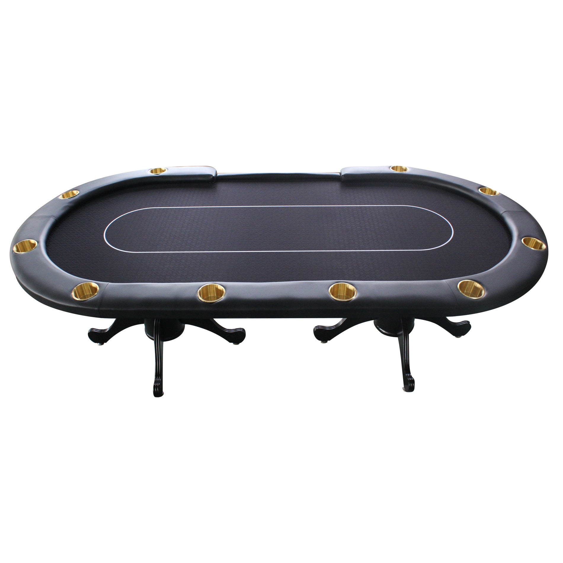 96" Oval Black Aura 10 Players Texas Holdem Casino Board Game Bet Line Felt Surface Poker Table Black Wood