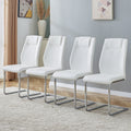 Modern Dining Chairs With Faux Leather Padded Seat Dining Living Room Chairs Upholstered Chair With Metal Legs Design For Kitchen, Living, Bedroom, Dining Room Side Chairs Set Of 8 White Pu C 001 White Foam Pu