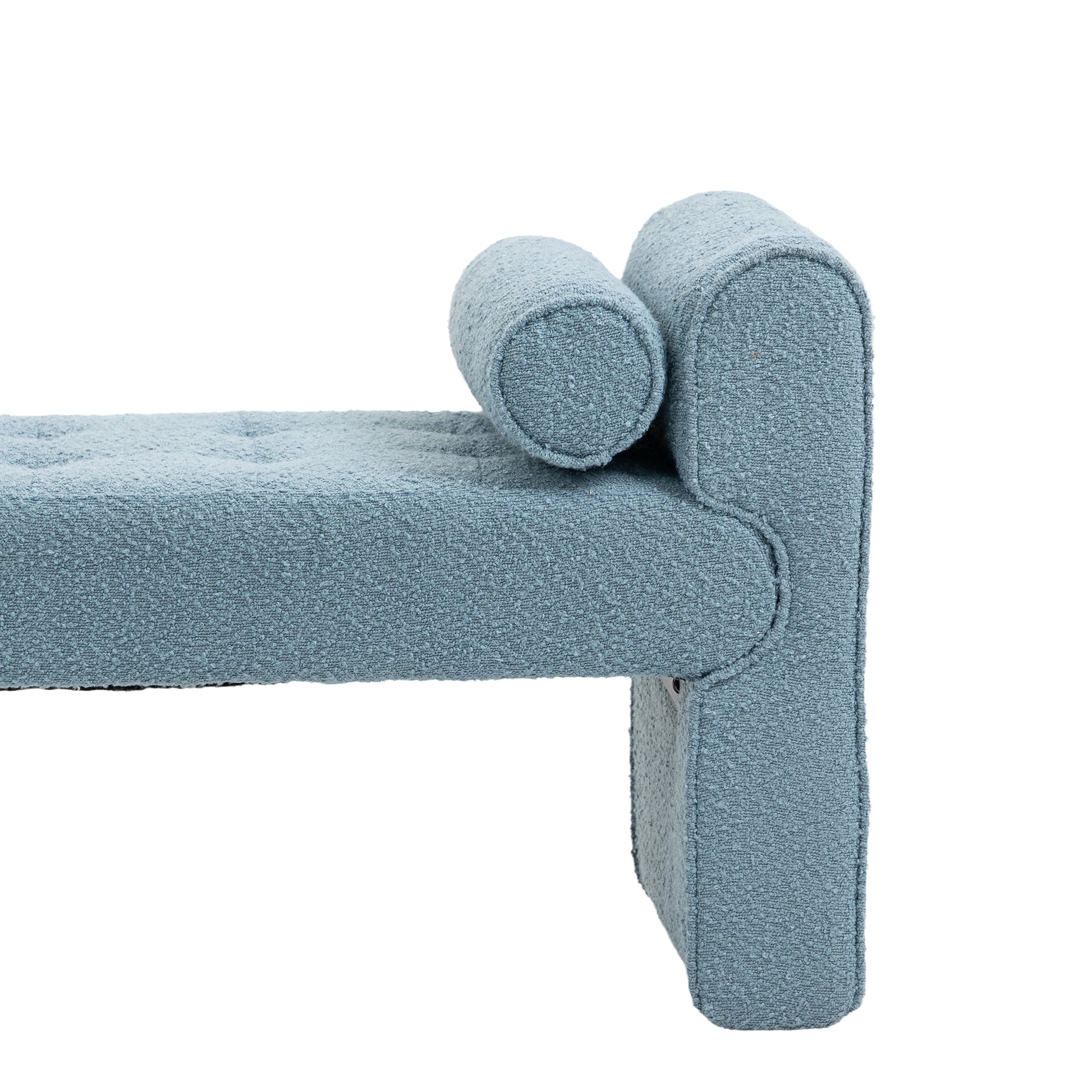 Coolmore Modern Ottoman Bench, Bed Stool Made Of Loop Gauze, End Bed Bench, Footrest For Bedroom, Living Room, End Of Bed, Hallway Light Blue Boucle