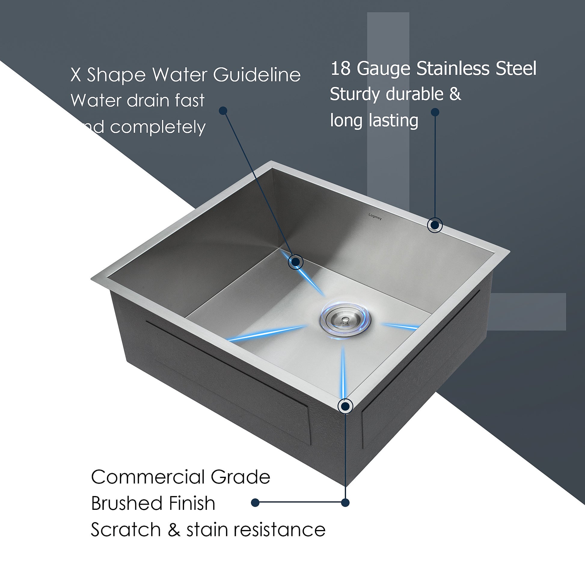 25 Inch Undermount Sink 25"X22"X9" Undermount Stainless Steel Kitchen Sink 18 Gauge 9 Inch Deep Single Bowl Kitchen Sink Basin Brushed Nickel Stainless Steel