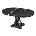 Retro 5 Piece Dining Set Extendable Round Table And 4 Chairs For Kitchen Dining Room Black Oak Black Mdf