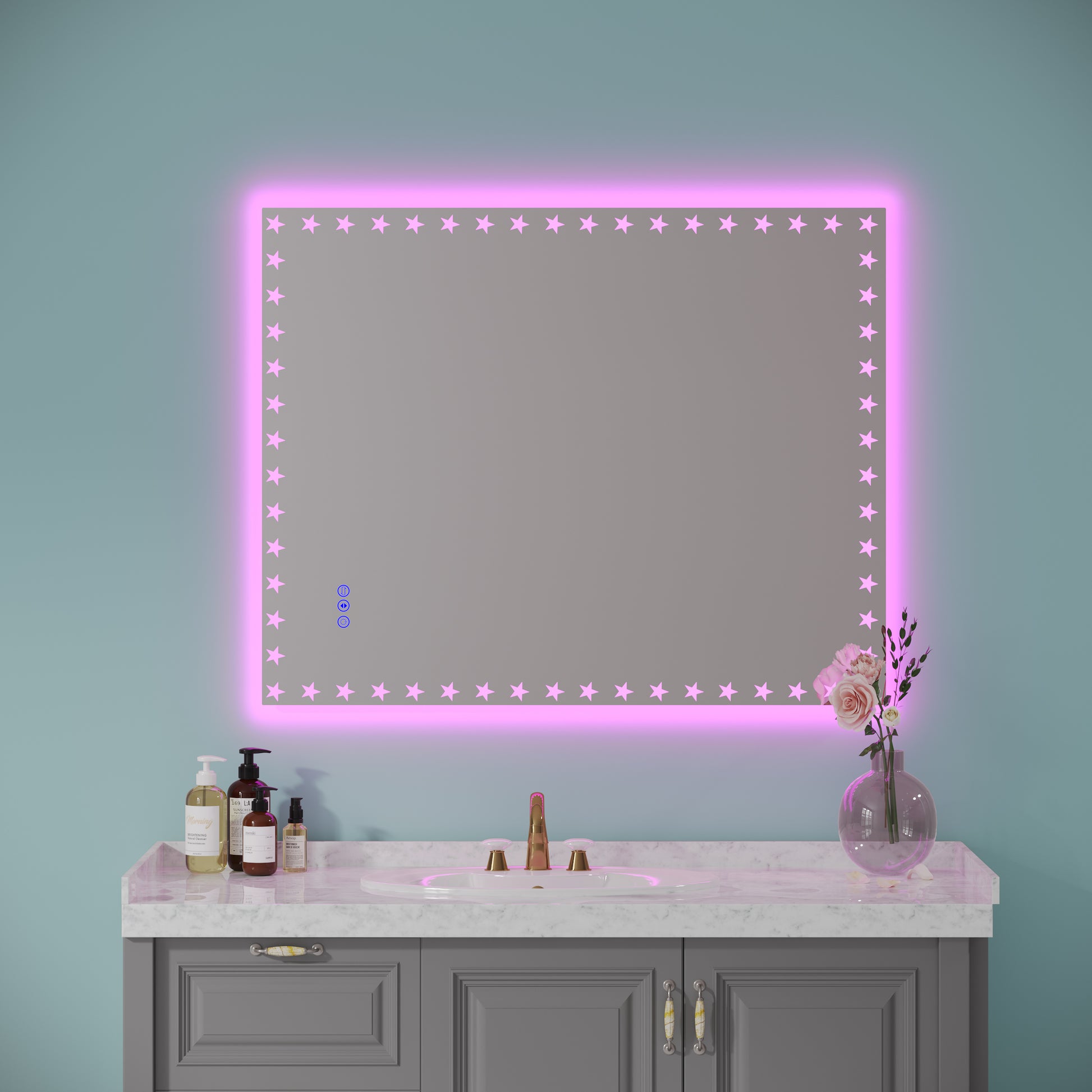 40 32 Inch Led Bathroom Mirror With Lights Backlit Rgb Color Changing Lighted Mirror For Bathroom Wall Dimmable Anti Fog Memory Rectangular Vanity Mirror Rgb Multicolor Backlit Front Lighted White Aluminium