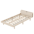 Modern Design Twin Size Platform Bed Frame With Built In Usb Ports For White Washed Color White Washed Particle Board