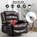 Massage Swivel Rocker Recliner Chair With Vibration Massage And Heat Ergonomic Lounge Chair For Living Room With Rocking Function And Side Pocket2 Cup Holders Usb Charge Port ,Brown Brown Primary Living Space Soft Heavy Duty Cotton Pu Leather