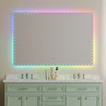 60X40 Inch Led Bathroom Mirror With Lights Backlit Rgb Color Changing Lighted Mirror For Bathroom Wall Dimmable Anti Fog Memory Rectangular Vanity Mirror Rgb Multicolor Backlit Front Lighted White Aluminium