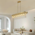 Modern Champagne Gold Kitchen Island Light Oval Crystal Ceiling Chandelier Transparent Modern Crystal