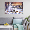 Framed Canvas Wall Art Decor Painting For Chrismas, Cute Animals With Chrismas Tree Gift Painting For Decoration For Chrismas Eve Office Living Room, Bedroom Decor 1812In Thickness 1.5Inch Rectangle Framed Multicolor Christmas Oversized 41In Canvas