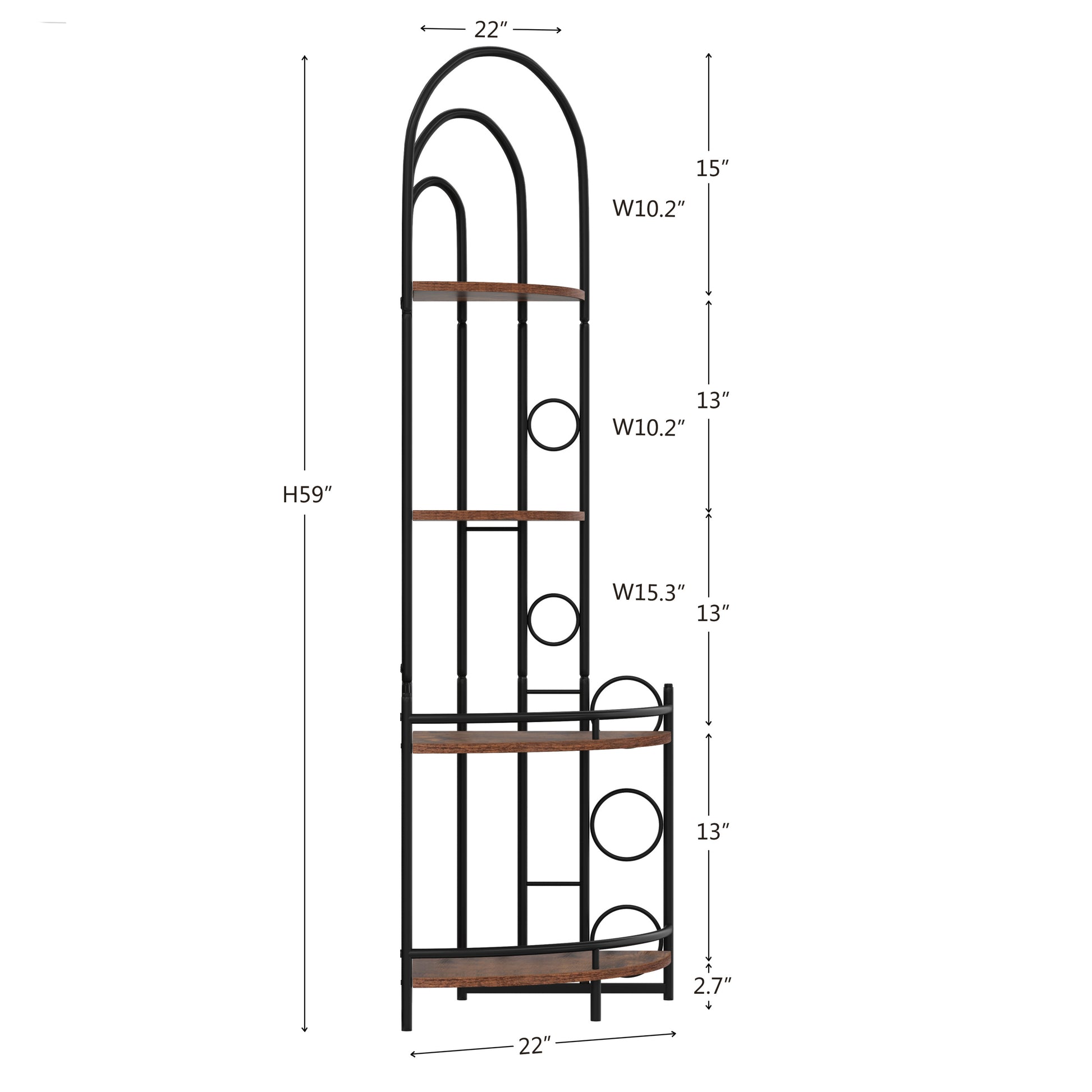 4 Tier Corner Bookshelf, Modern Style, Plant Stand With Metal Frame Antique Brown Metal & Wood Metal & Wood