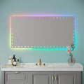 48X24 Inch Led Bathroom Mirror With Lights Backlit Rgb Color Changing Lighted Mirror For Bathroom Wall Dimmable Anti Fog Memory Rectangular Vanity Mirror Rgb Multicolor Backlit Front Lighted White Aluminium