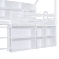 Twin Size House Loft Bed With Multiple Storage Shelves, White Box Spring Not Required White Wood Solid Wood Mdf