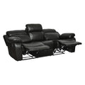 Contemporary Black Faux Leather Upholstered 1Pc Double Reclining Sofa W Center Drop Down Cup Holder Living Room Furniture Black Faux Leather Wood Primary Living Space Pillow Top Arms Solid Wood 3