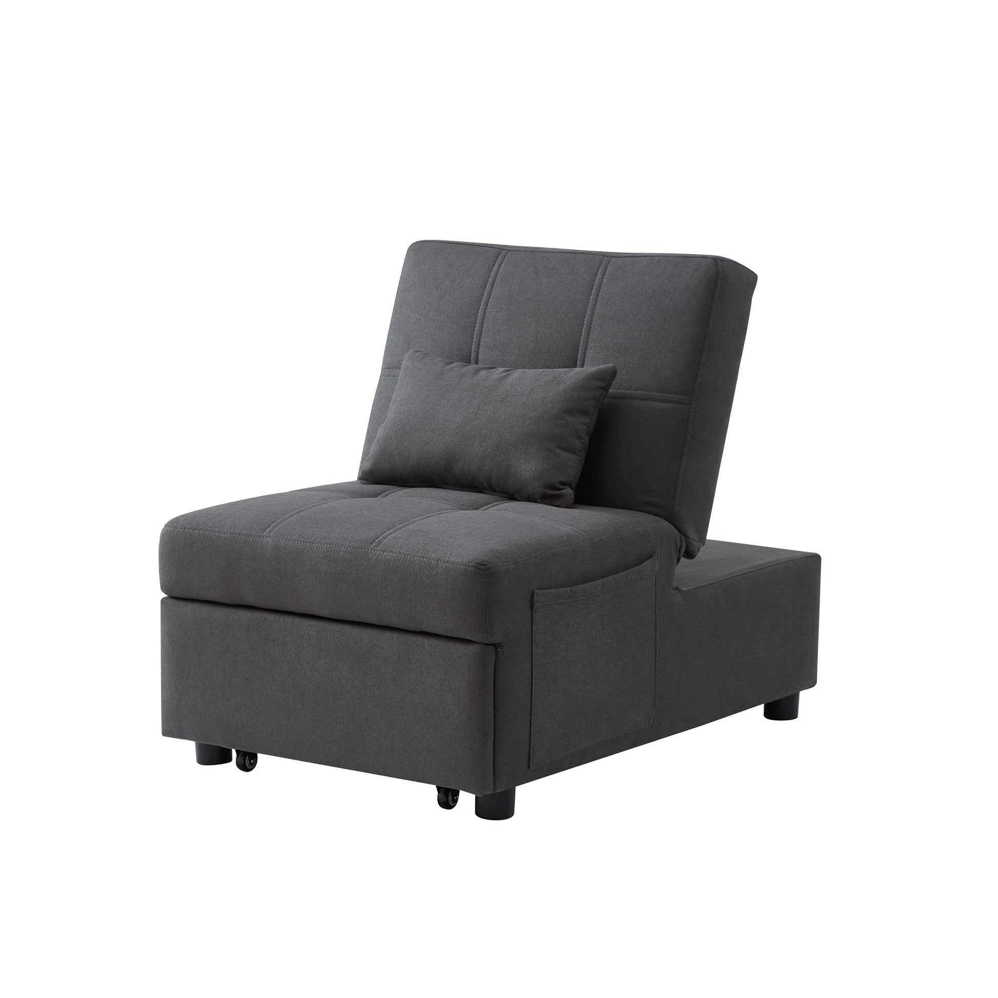 Living Room Bed Room With Grey Linen Fabric Recliner Chair Bed Grey Foam Fabric