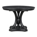 Retro 5 Piece Dining Set Extendable Round Table And 4 Chairs For Kitchen Dining Room Black Oak Black Mdf