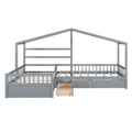 Twin Size House Platform Bed With Three Storage Drawers,Gray Box Spring Not Required Twin Gray Wood Bedroom Pine