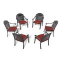 Cast Aluminum Patio Dining Chair 6Pcs With Black Frame And Cushions In Random Colors Yes Dining Set Black Rust Resistant Frame Water Resistant Cushion Garden & Outdoor Complete Patio Sets Aluminium