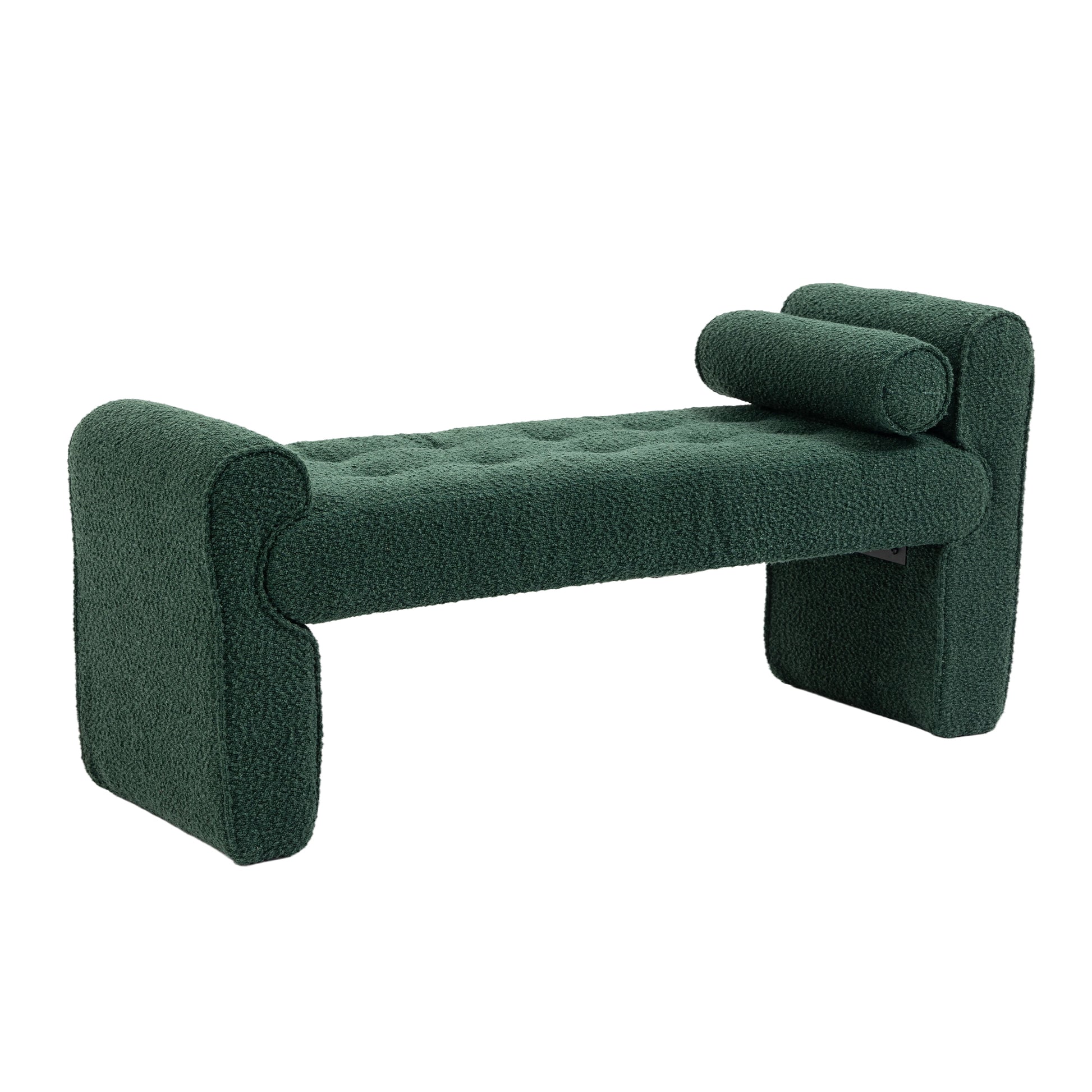 Coolmore Modern Ottoman Bench, Bed Stool Made Of Loop Gauze, End Bed Bench, Footrest For Bedroom, Living Room, End Of Bed, Hallway Emerald Boucle