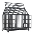 Heavy Duty Dog Cage Pet Crate With Roof & Window On Roof Black Carbon Steel