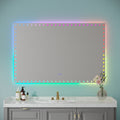 55X36 Inch Led Bathroom Mirror With Lights Backlit Rgb Color Changing Lighted Mirror For Bathroom Wall Dimmable Anti Fog Memory Rectangular Vanity Mirror Rgb Multicolor Backlit Front Lighted White Aluminium