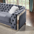 Velvet Stainless Steel Frame Surround Upholstered Loveseat Grey Velvet