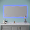 48X24 Inch Led Bathroom Mirror With Lights Backlit Rgb Color Changing Lighted Mirror For Bathroom Wall Dimmable Anti Fog Memory Rectangular Vanity Mirror Rgb Multicolor Backlit Front Lighted White Aluminium