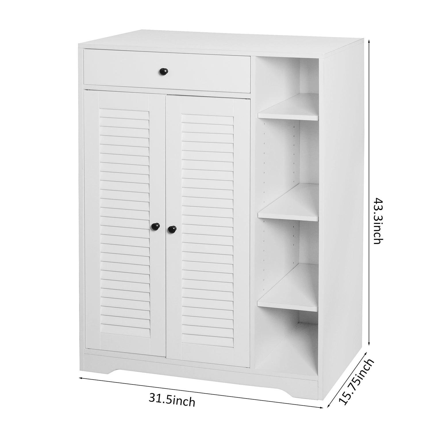 Freestanding Shoe Rack Organizer With 2 Shutter Door, Entryway Narrow Shoe Storage With Adjustable Storage Shelf &Top Drawer, Modern Slim Shoe Cabinet, White White Particle Board