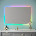 60X40 Inch Led Bathroom Mirror With Lights Backlit Rgb Color Changing Lighted Mirror For Bathroom Wall Dimmable Anti Fog Memory Rectangular Vanity Mirror Rgb Multicolor Backlit Front Lighted White Aluminium