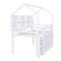 Twin Size House Loft Bed With Multiple Storage Shelves, White Box Spring Not Required White Wood Solid Wood Mdf