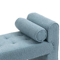 Coolmore Modern Ottoman Bench, Bed Stool Made Of Loop Gauze, End Bed Bench, Footrest For Bedroom, Living Room, End Of Bed, Hallway Light Blue Boucle