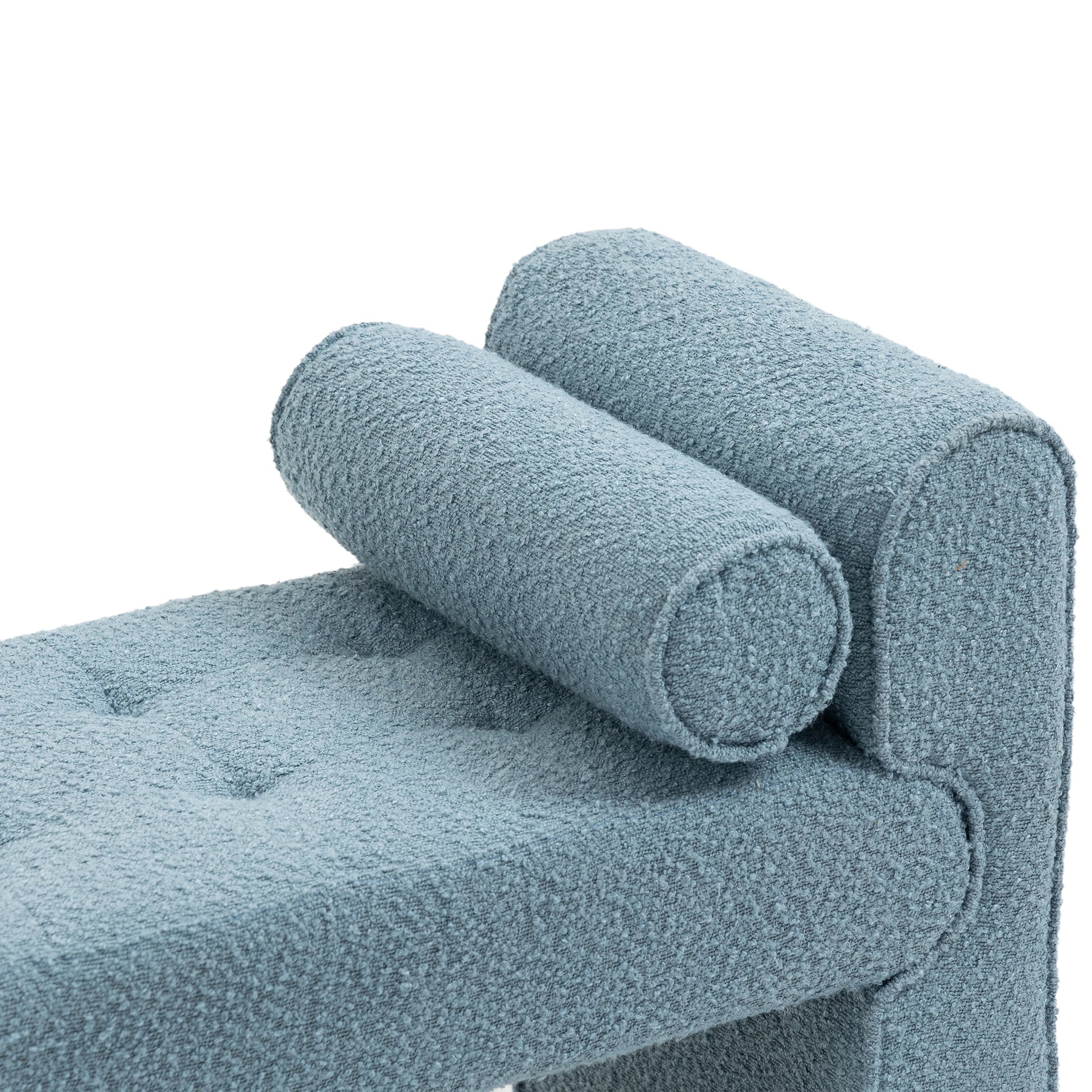 Coolmore Modern Ottoman Bench, Bed Stool Made Of Loop Gauze, End Bed Bench, Footrest For Bedroom, Living Room, End Of Bed, Hallway Light Blue Boucle
